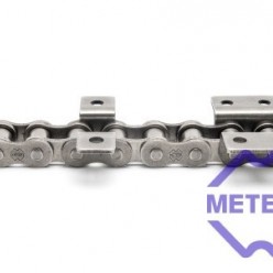 Roller chains with bent attachments